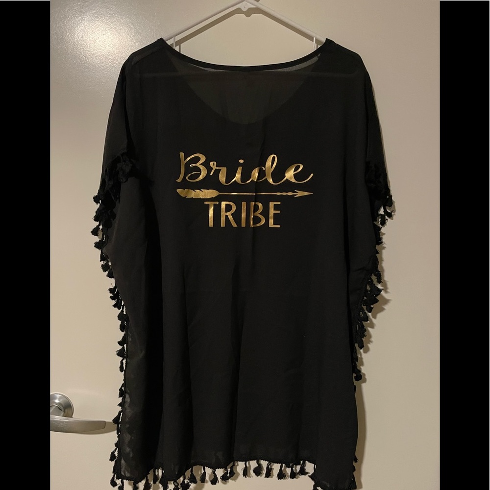 Bride Tribe black fringe cover-up - size large - NEW